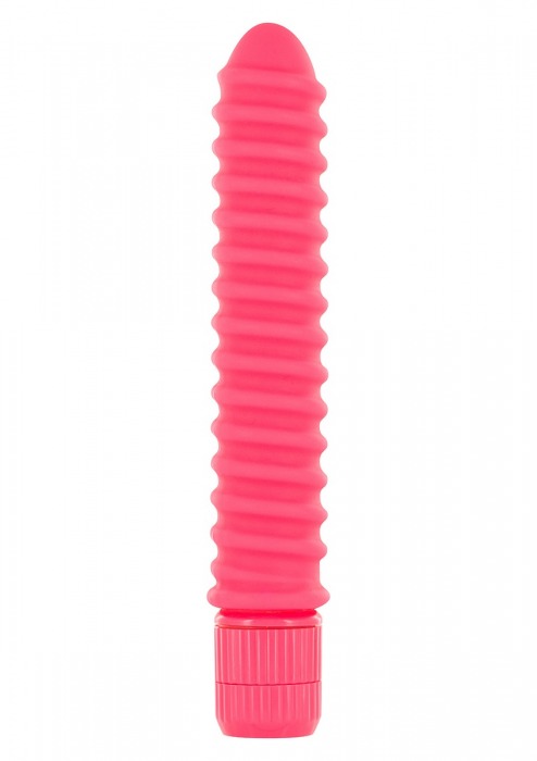 Розовый вибромассажер FUNKY RIBBED VIBE - 15 см. - Toy Joy