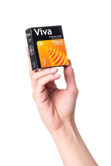 Ребристые презервативы VIVA Ribbed - 3 шт. - VIZIT - купить с доставкой в Москве