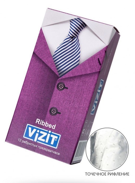 Ребристые презервативы VIZIT Ribbed - 12 шт. - VIZIT - купить с доставкой в Москве