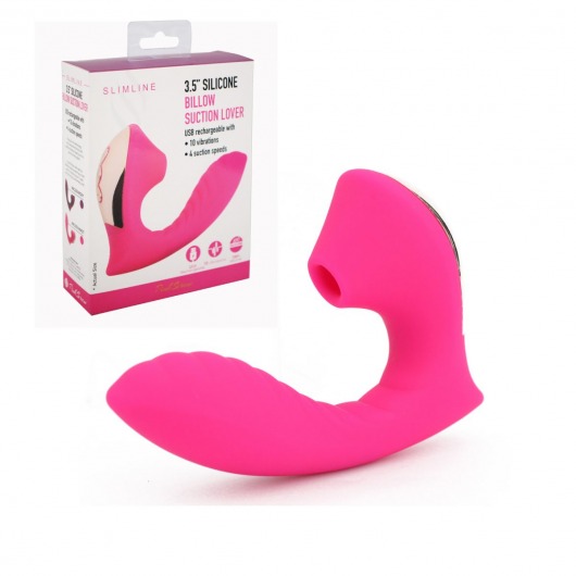 Ярко-розовый вибромассажёр с вакуумной стимуляцией Vaginal   Suction Lover - Vandersex