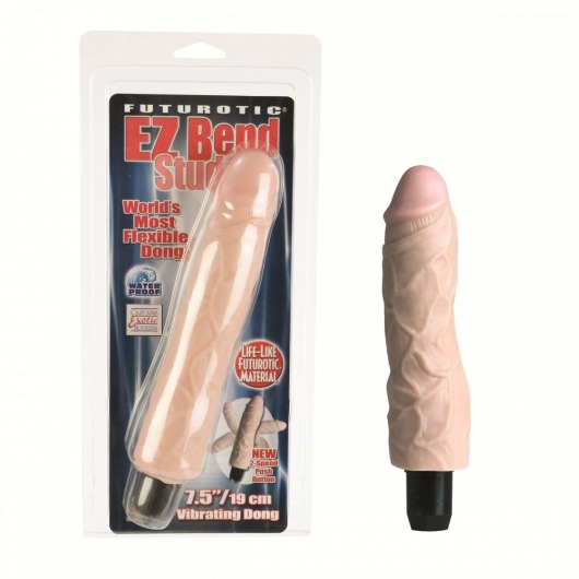 Реалистичный телесный вибратор Ez Bend Stud - 20 см. - California Exotic Novelties
