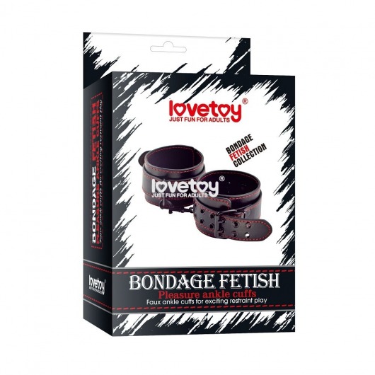 Черные поножи Bondage Fetish Pleasure Ankle cuffs с контрастной строчкой - Lovetoy - купить с доставкой в Москве