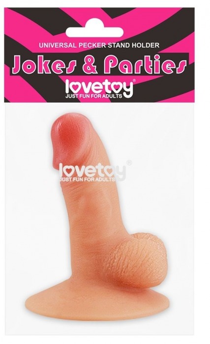 Телесный пенис-сувенир Universal Pecker Stand Holder - Lovetoy - купить с доставкой в Москве