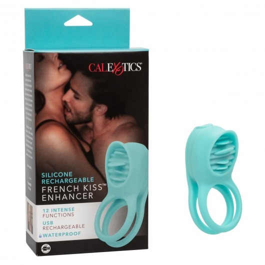 Голубое эрекционное виброкольцо Silicone Rechargeable French Kiss Enhancer - California Exotic Novelties - в Москве купить с доставкой