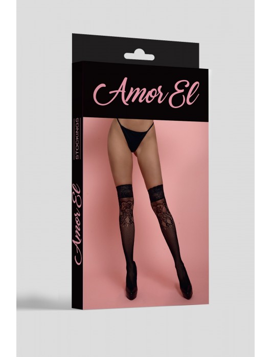 Ажурные гольфы в мелкую сеточку с рисунком - Amor El купить с доставкой