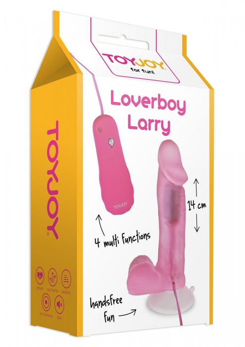 Розовый вибратор на присоске LOVERBOY LARRY - 14 см. - Toy Joy