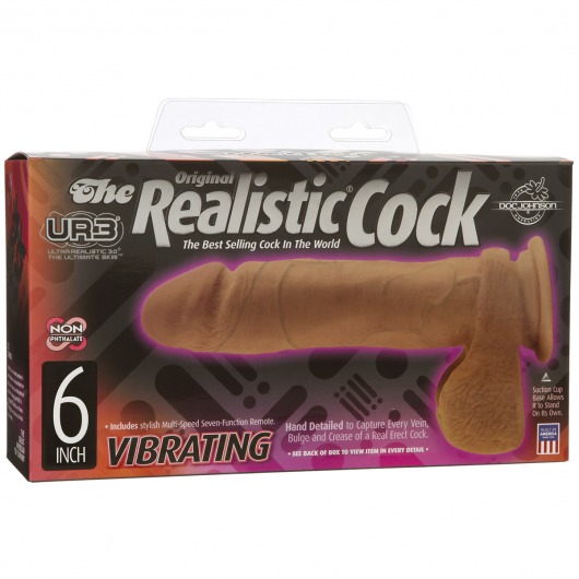 Реалистичный вибратор из Realistic Cock UR3 Brown - 21 см. - Doc Johnson