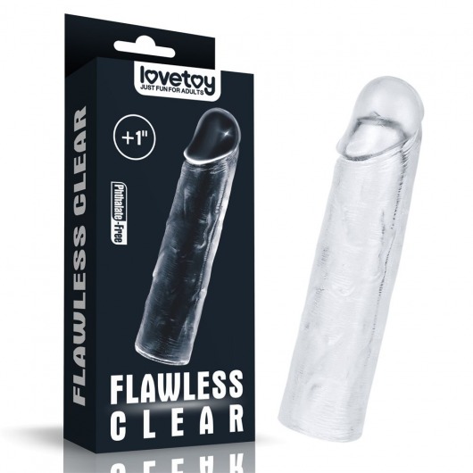 Прозрачная насадка-удлинитель Flawless Clear Penis Sleeve Add 1 - 15,5 см. - Lovetoy - в Москве купить с доставкой