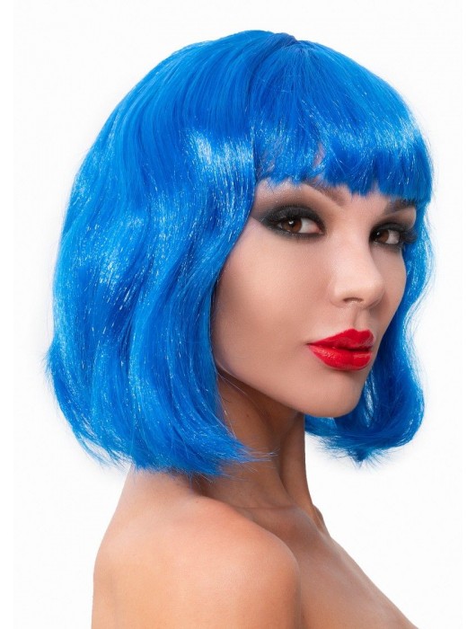 Синий парик-каре с челкой - Джага-Джага купить с доставкой