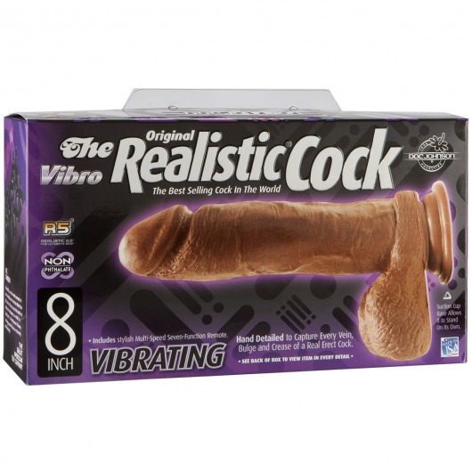Реалистичный вибратор REALISTIC COCK Brown - 23 см. - Doc Johnson