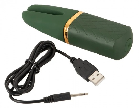 Зеленый вибратор Luxurious Split Tip Vibrator - 13,1 см. - Orion