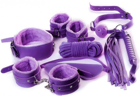 Фиолетовый набор БДСМ «Накажи меня нежно» с карточками - Штучки-дрючки - купить с доставкой в Москве