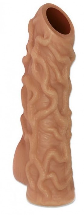 Телесная насадка с венками и открытой головкой Nude Sleeve M - 12 см. - KOKOS - в Москве купить с доставкой