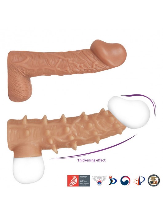 Телесная насадка с шипами и открытой головкой Nude Sleeve L - 14 см. - KOKOS - в Москве купить с доставкой