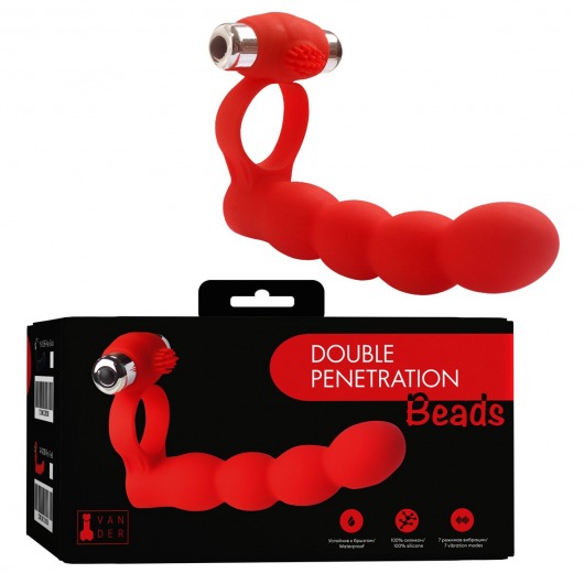 Красная вибронасадка для двойного проникновения Double Penetration Beads - Vandersex - купить с доставкой в Москве