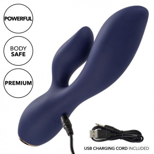 Синий вибромассажер-кролик Chi­c Blossom - 15,75 см. - California Exotic Novelties