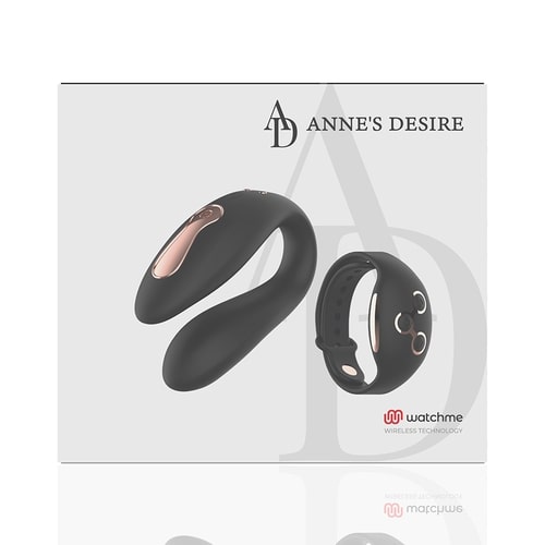 Черно-золотой вибратор для пар с пультом-часами Anne s Desire Dual Pleasure Vibe - DreamLove