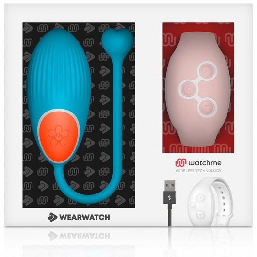 Голубое виброяйцо с нежно-розовым пультом-часами Wearwatch Egg Wireless Watchme - DreamLove