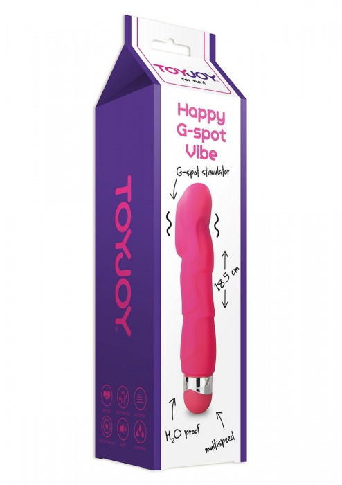 Розовый стимулятор точки G Happy G-spot с вибрацией - 18,5 см. - Toy Joy