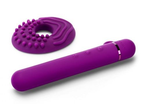 Фиолетовый мини-вибратор Le Wand Baton с текстурированной насадкой - 11,9 см. - Le Wand