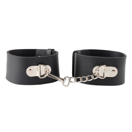 Черные гладкие наручники с металлическими вставками - Erozon - купить с доставкой в Москве