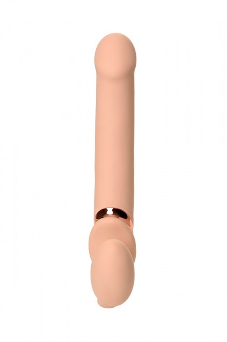 Телесный безремневой вибрострапон Vibrating Bendable Strap-On L - Strap-on-me - купить с доставкой в Москве