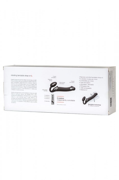 Черный безремневой вибрострапон Vibrating Bendable Strap-On L - Strap-on-me - купить с доставкой в Москве