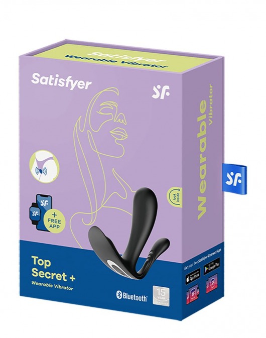 Черный анально-вагинальный вибромассажер Top Secret+ - Satisfyer