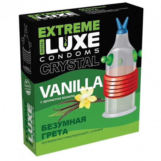 Стимулирующий презерватив  Безумная Грета  с ароматом ванили - 1 шт. - Luxe - купить с доставкой в Москве