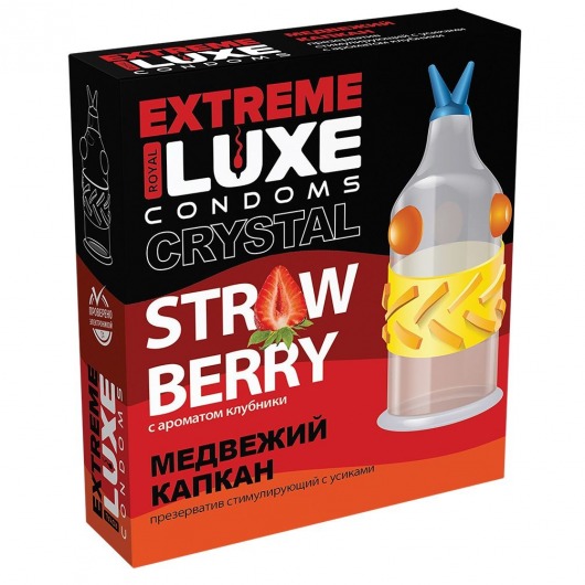 Стимулирующий презерватив  Медвежий капкан  с ароматом клубники - 1 шт. - Luxe - купить с доставкой в Москве