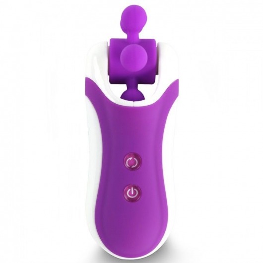 Фиолетовый оросимулятор Clitella со сменными насадками для вращения - FeelzToys