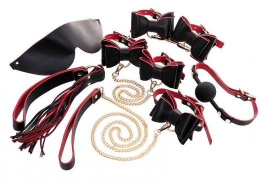 Черно-красный бондажный набор Bow-tie - ToyFa - купить с доставкой в Москве