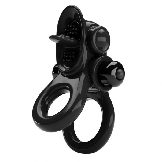 Черное эрекционное кольцо с подхватом мошонки и стимулятором клитора Passionate Ring - Baile - в Москве купить с доставкой