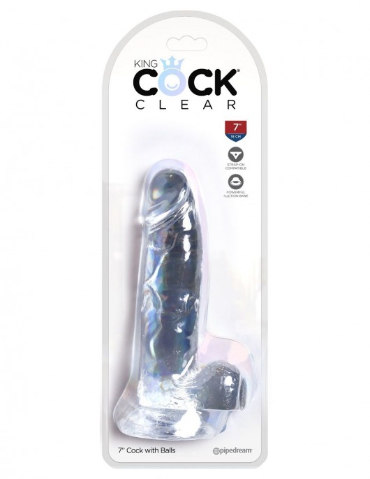 Прозрачный фаллоимитатор 7  Cock with Balls - 20,3 см. - Pipedream