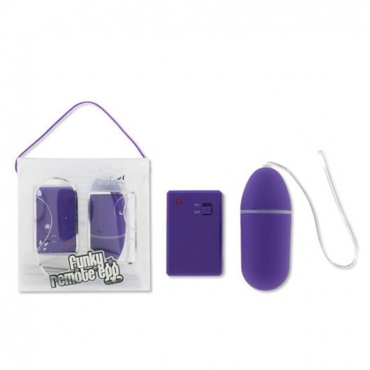 Фиолетовое виброяйцо Funky Remote Egg с дистанционным управлением - 7,5 см. - Toy Joy