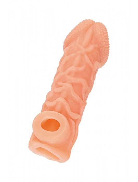 Телесная закрытая насадка с венками Cock Sleeve Size S - 13,8 см. - KOKOS - в Москве купить с доставкой