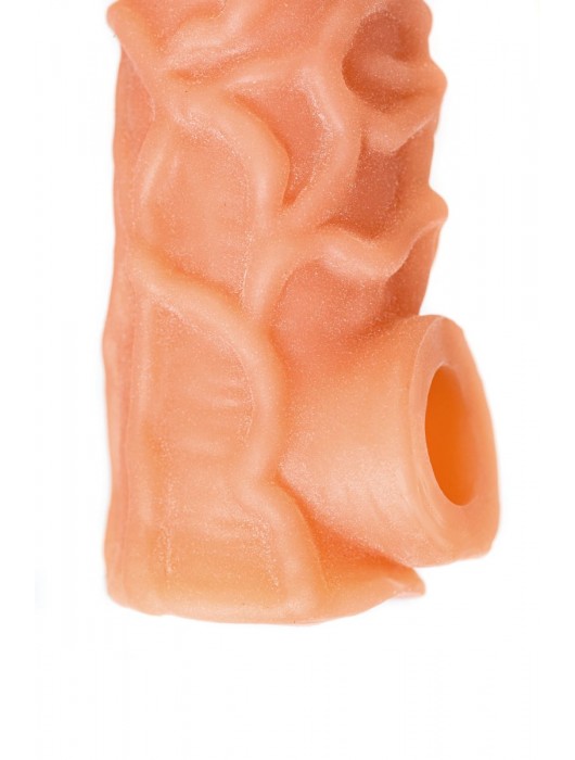 Телесная закрытая насадка с венками Cock Sleeve Size S - 13,8 см. - KOKOS - в Москве купить с доставкой