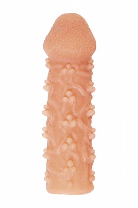 Телесная закрытая насадка с пучками шишечек Cock Sleeve Size M - 15,6 см. - KOKOS - в Москве купить с доставкой