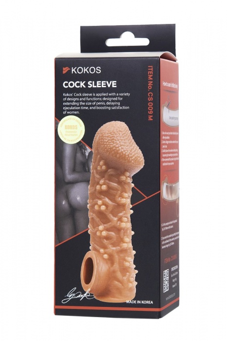 Телесная закрытая насадка с пучками шишечек Cock Sleeve Size M - 15,6 см. - KOKOS - в Москве купить с доставкой