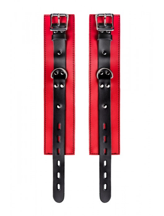 Красно-черные оковы на ноги из кожи - ToyFa - купить с доставкой в Москве