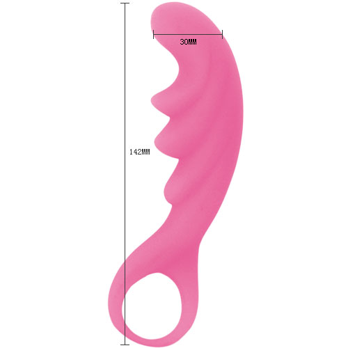Розовый рельефный стимулятор с ручкой-кольцом - 14,2 см. - Baile