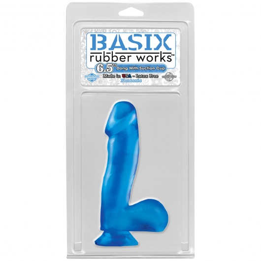 Голубой фаллоимитатор c мошонкой Basix - 17,8 см. - Pipedream