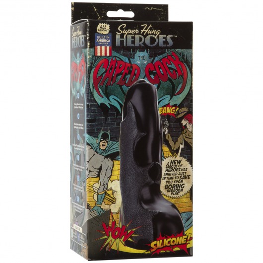 Черный фаллоимитатор Бэтмена SUPER HUNG HEROES The Caped Cock - 17 см. - Doc Johnson