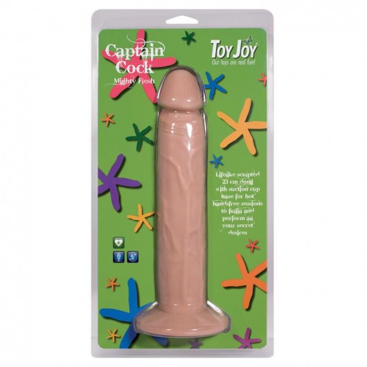 Телесный фаллоимитатор на присоске Captain cock - 21,5 см. - Toy Joy