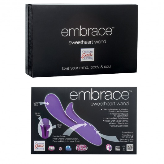 Фиолетовый вибратор Embrace Sweetheart Wands - 20 см. - California Exotic Novelties
