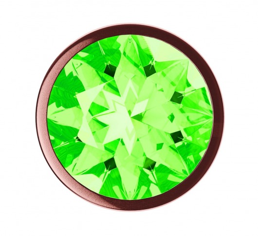 Пробка цвета розового золота с лаймовым кристаллом Diamond Emerald Shine S - 7,2 см. - Lola Games - купить с доставкой в Москве
