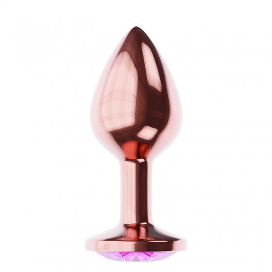 Пробка цвета розового золота с лиловым кристаллом Diamond Quartz Shine L - 8,3 см. - Lola Games - купить с доставкой в Москве