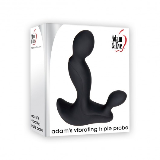 Черный вибростимулятор простаты Adam s Vibrating Triple Probe - 12,1 см. - Adam & Eve - в Москве купить с доставкой