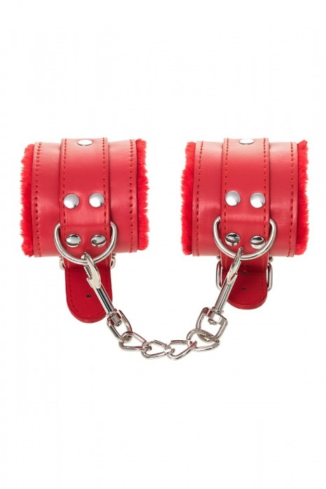 Красные наручники Anonymo из искусственной кожи - ToyFa - купить с доставкой в Москве