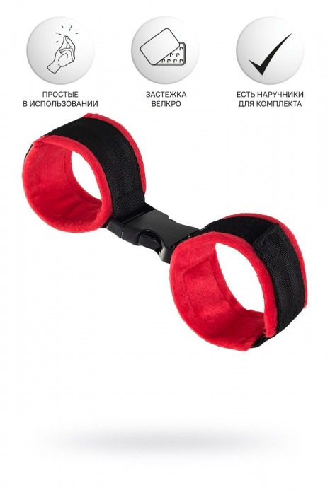 Красно-черные велюровые оковы Anonymo - ToyFa - купить с доставкой в Москве